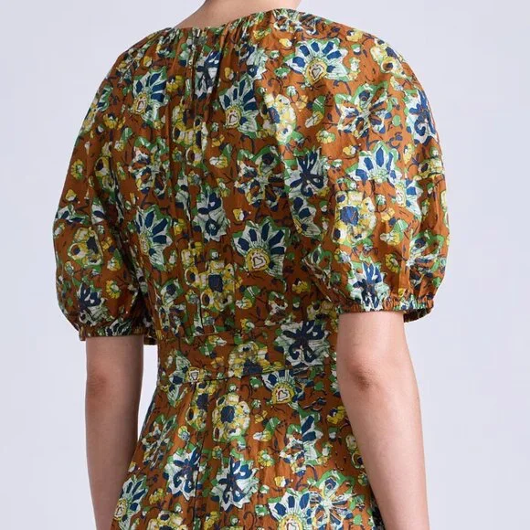 Apiece Apart Antonella Maxi Dress in Batik Floral Bronze - Picture 4 of 5